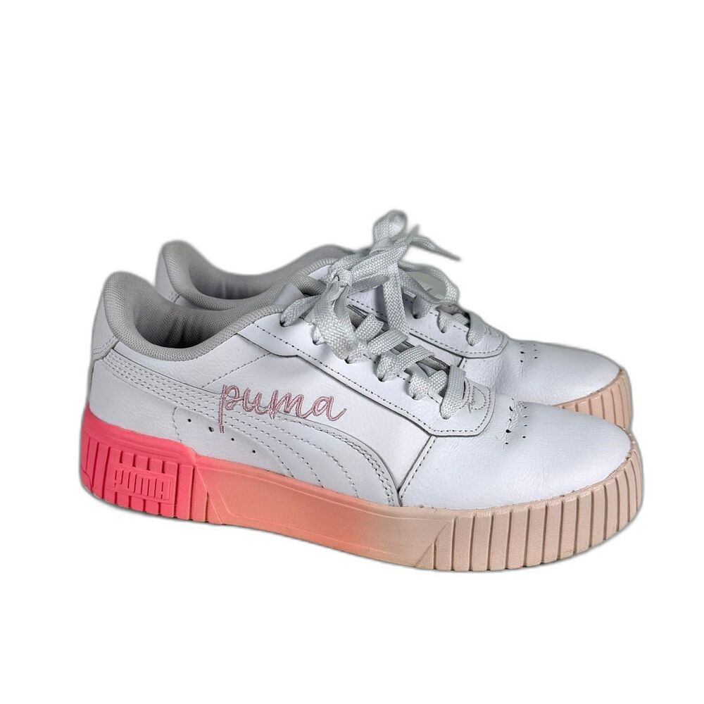 Puma Carina 2.0 Women’s 7 White Pink Platform Sneakers Casual Shoes